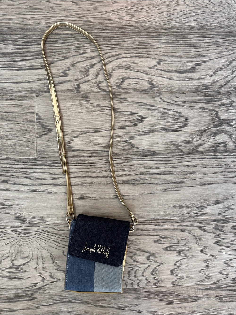 Joseph Ribkoff Two-Tone Denim Crossbody with Gold Strap